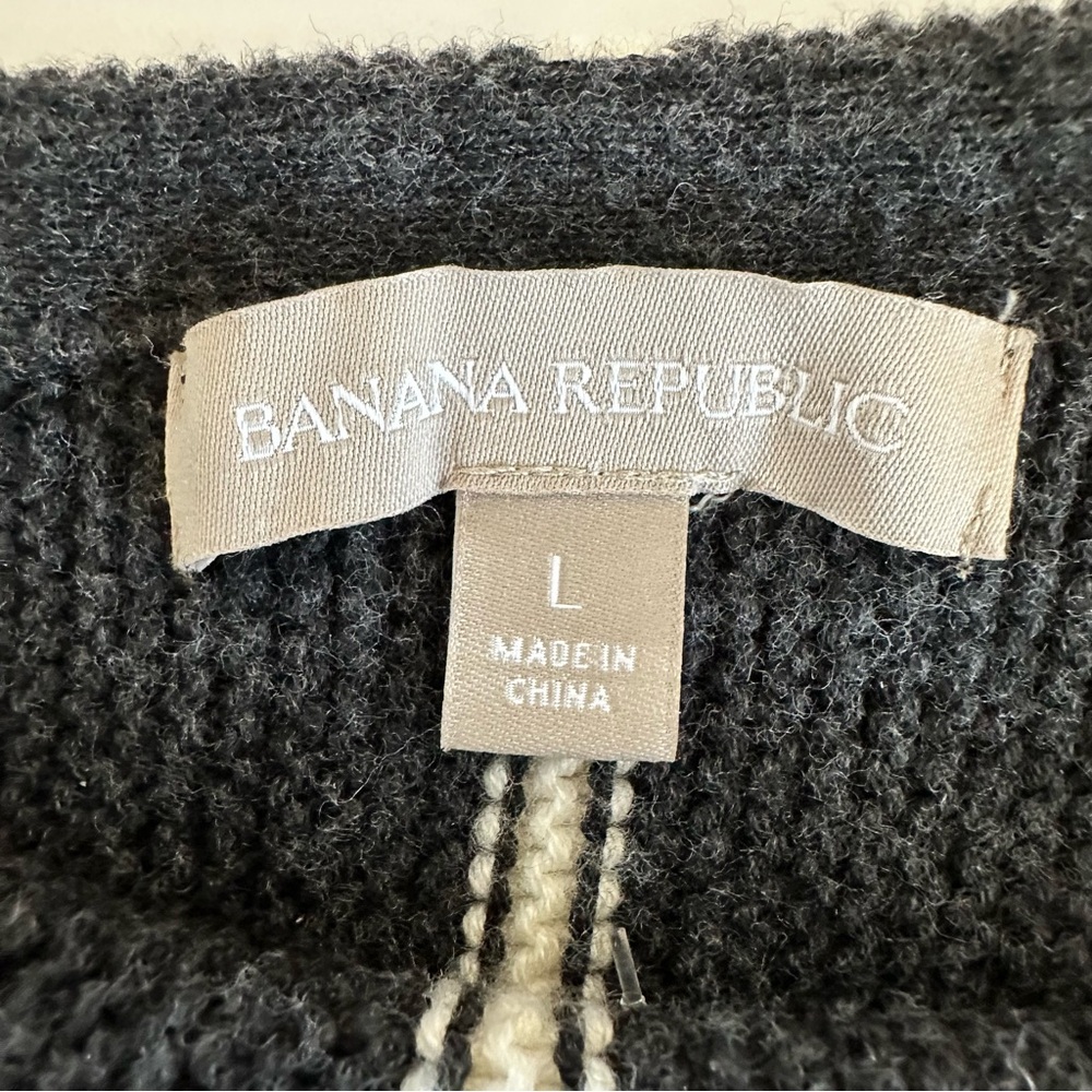 BR Gray White Striped Boatneck Knit Sweater Large Office Preppy Business Casual - Picture 2 of 7